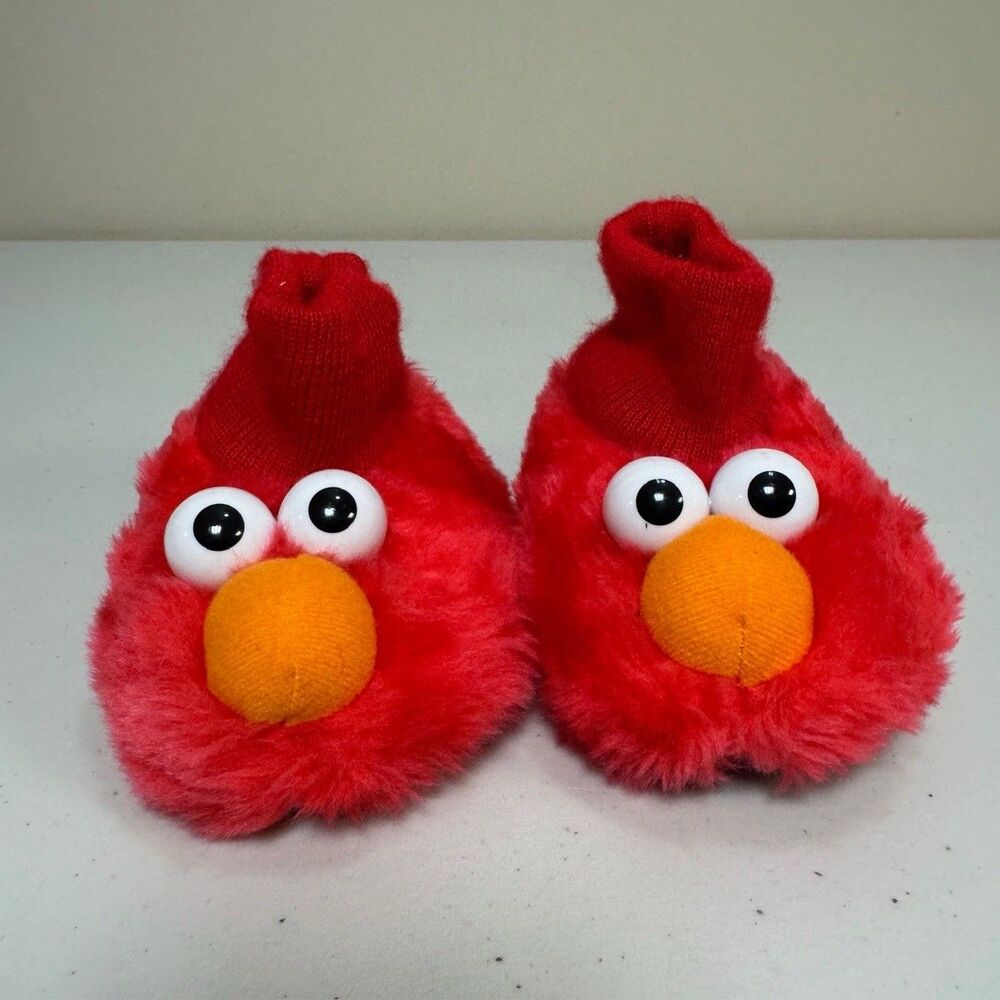 Elmo Slippers Unisex XS 3-4 Toddler Fuzzy Cute Sesame Street Red Soft Warm Fall